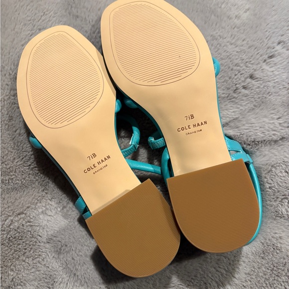 Cole Haan Aqua Blue Strappy Sandals Modern Minimalist Design - Picture 3 of 4